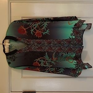 EUC Citron silk button front blouse